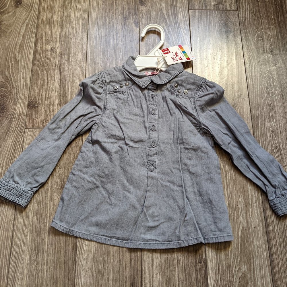 [KIDS 2/$40] NWT Toddler Girl (3T) - DPAM Grey Denim Blouse